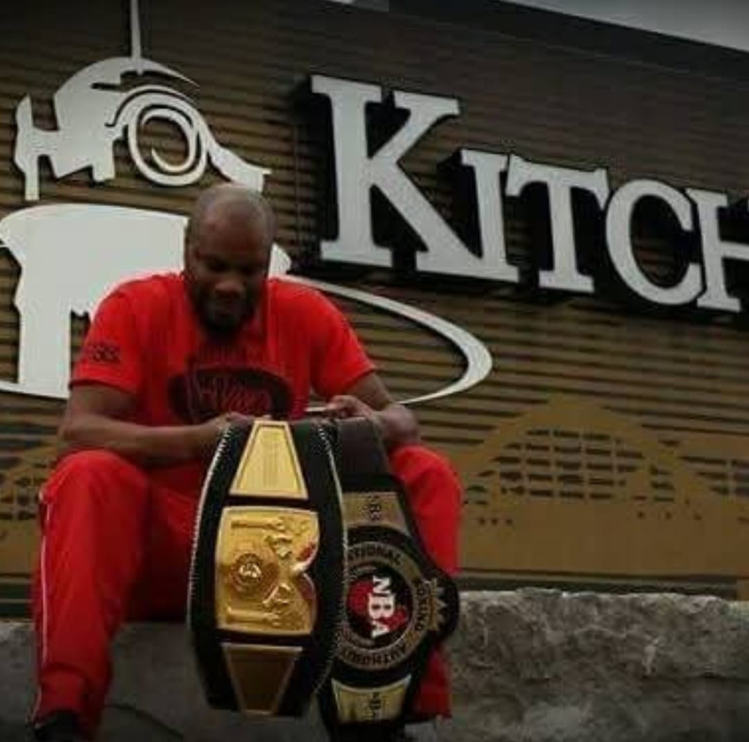 Fitz 'Kitchener's Champ' with his National Boxing Authority championship belt outside The Aud in downtown Kitchener